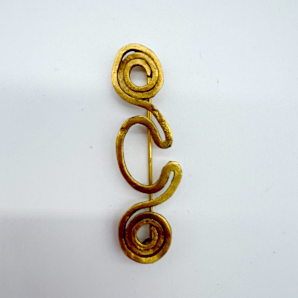 Vintage MMA Museum Modernist Spiral Brooch Gold Tone Abstract Pin